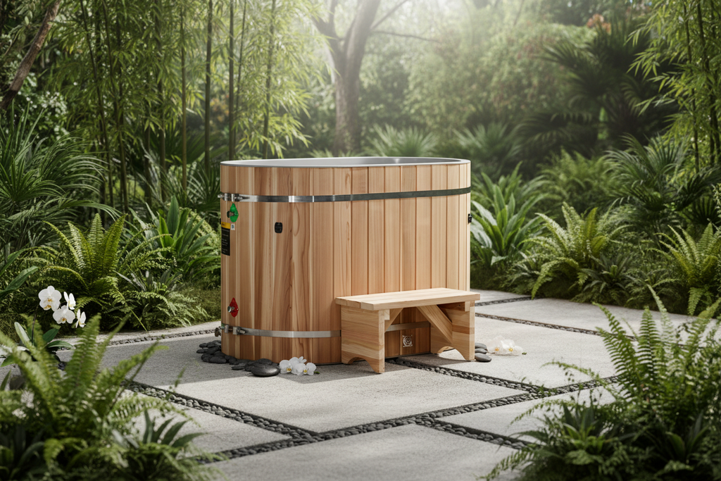 Cedar Wood Barrel Oval Cold Plunge